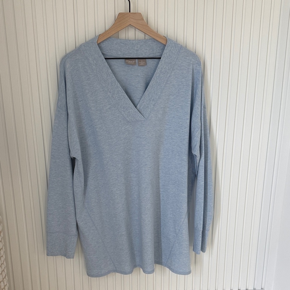 Light Blue V-Neck Women's Sweater